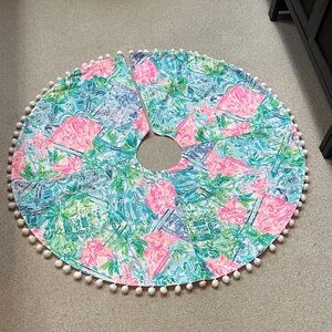Lilly Pulitzer Pink and Green Holiday Tree Skirt